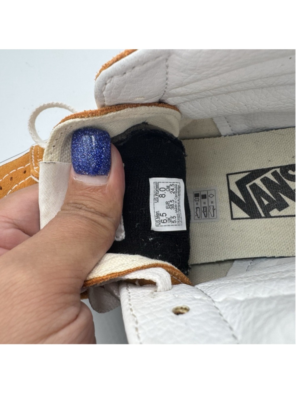 Vans Men's Sk8-Hi Suede Canvas Sneaker in Amazing Desert Sun / True White 6.5 - Picture 11 of 12